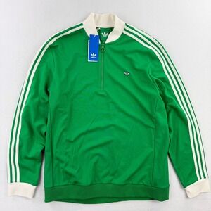 Adidas Originals Mens 3-Stripe Golf 1/4 Zip Pullover L Green/White JP2061, NWT